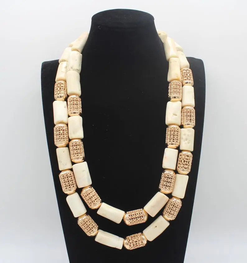 Charming Wedding 2 rows white Coral Beads